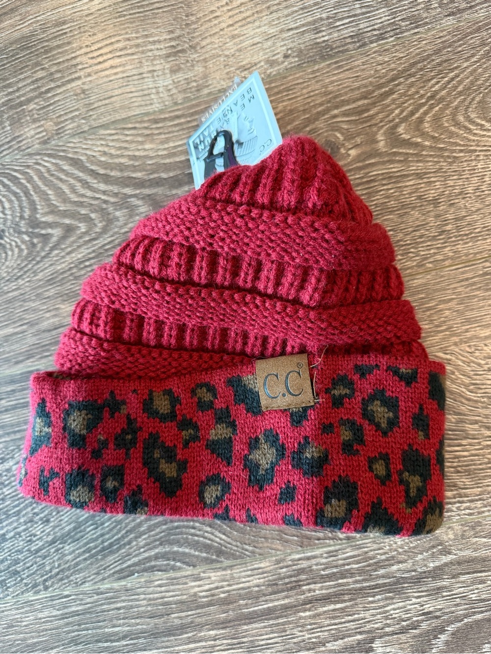 C.C Leopard Print Beanie - Picture 2 of 8
